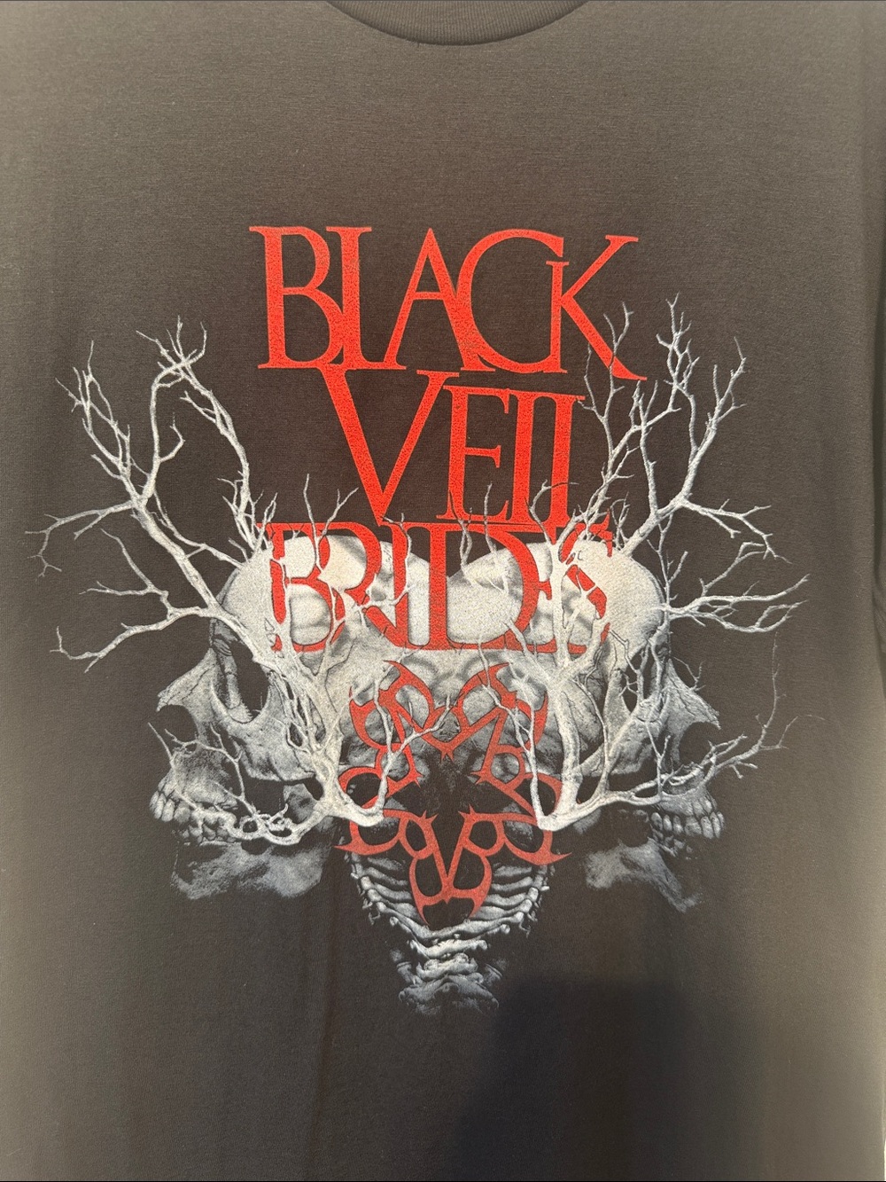 Short Sleeve Graphic Tee - Black with Red & White Print